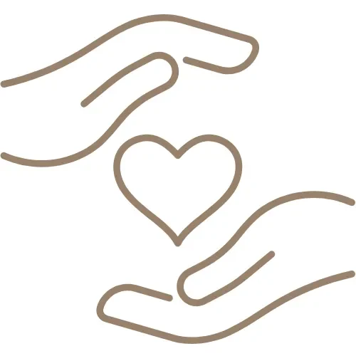 Emphatie Zwei Hände, die ein Herz sanft halten, symbolisieren Fürsorge und Schutz.